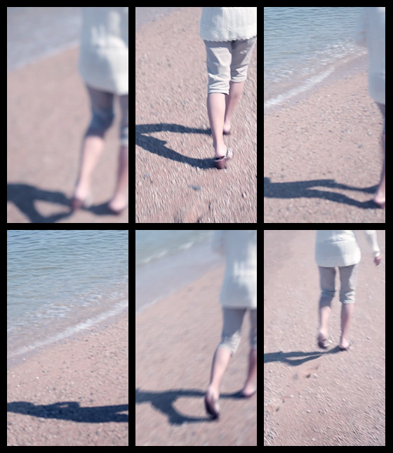 浜辺を歩く